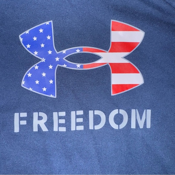 Under Armour Youth Freedom Hoodie Blue YLG Loose Fit American Flag Logo - Picture 5 of 7